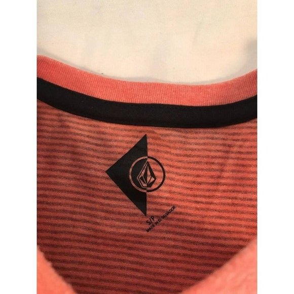 Volcom Striped Shirt Mens sz Small Orange Casual Short Sleeve T-Shirt - Picture 3 of 5